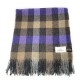 100% Wool Blanket/Throw/Rug Purple Grey & Fawn Check